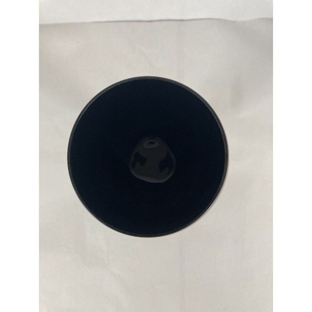 Jozefina Krosno Art Glass Black Swirl Stemmed Goblet Candle Holder Poland Vtg 9” - Picture 11 of 12